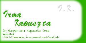 irma kapuszta business card